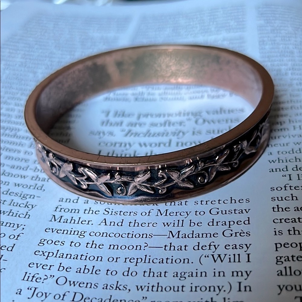 Copper Renoir Bangle with floral Leaf design